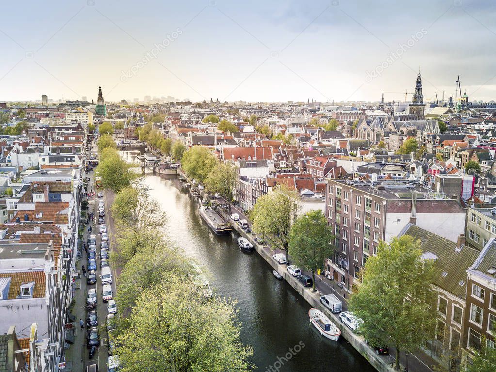 Aerial view of Amsterdam, capital city of The Netherlands, Europ
