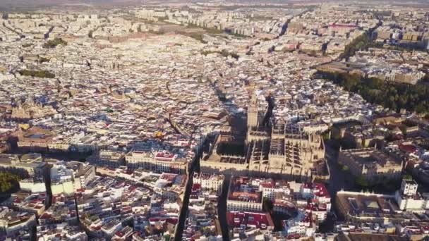 Légi Felvétel Történelmi Városközpont Katedrális Sevilla Spanyolország — Stock videók