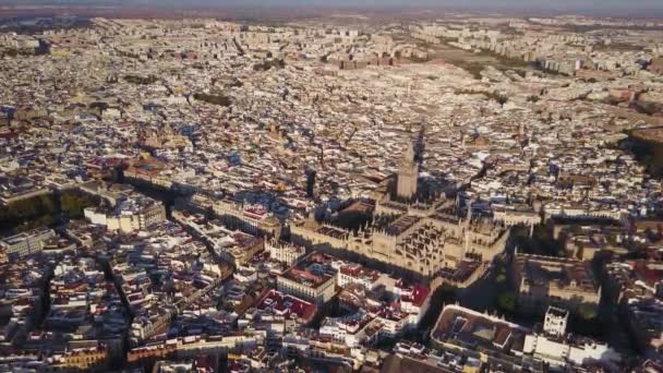 Vista Aérea Cidade Histórica Catedral Sevilha Espanha — Vídeo de Stock