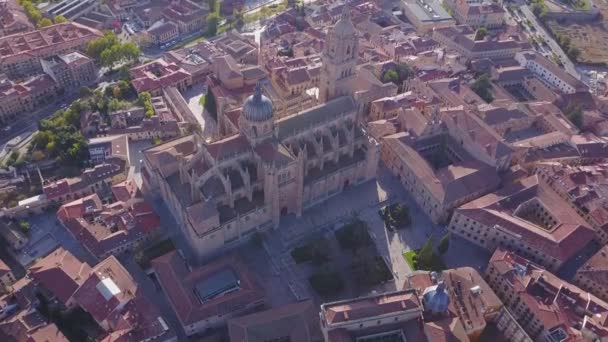 Исторический Собор Возвышается Над Городом Саламанка Кастилья Леон Испания — стоковое видео