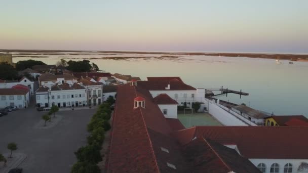 Vista Aérea Faro Com Catedral Histórica Centro Cidade Velha Ria — Vídeo de Stock