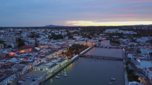 Luftaufnahme Der Maurischen Historischen Stadt Tavira Fluss Gilao Algarve Portugal — Stockvideo