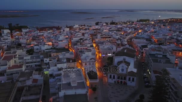 Traditionella Portugisiska Arkitekturen Staden Olhao Restauracao Bredvid Skönheten Ria Formosa — Stockvideo