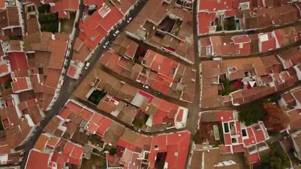 Beyaz Kırmızı Çatılar Araba Trafik Yukarıdan Alentejo Portekiz Ile Tarihi — Stok video