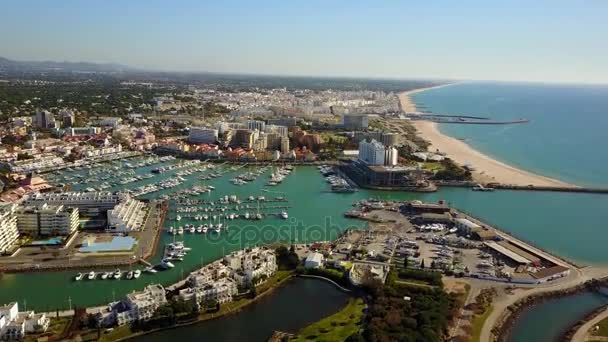 Belle Vilamoura Avec Marina Plage Sable Large Quarteira Algarve Portugal — Video
