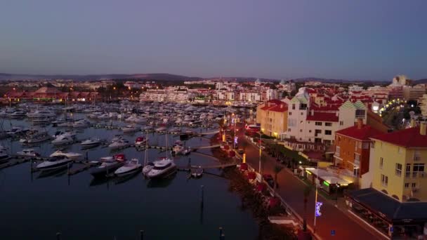 Vista Aérea Del Puerto Deportivo Arquitectura Vilamoura Algarve Portugal — Vídeo de stock