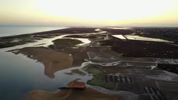 ポルトガル アルガルヴェで美しい Ria Formosa の航空写真 — ストック動画