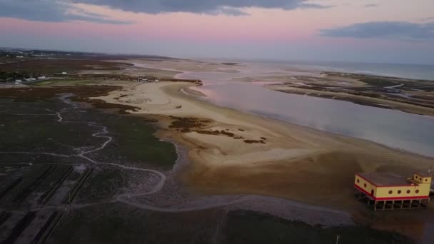 ポルトガル アルガルヴェで美しい Ria Formosa の航空写真 — ストック動画