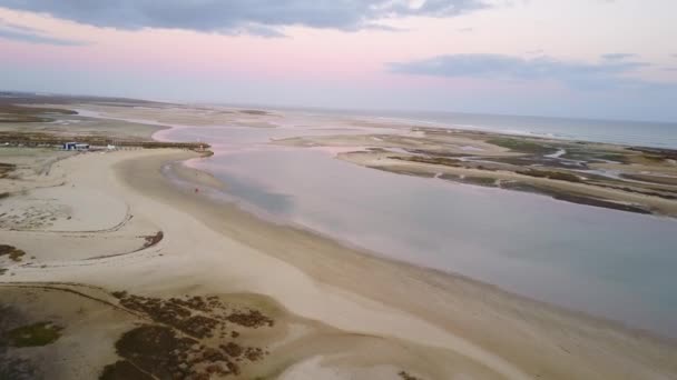 Flygfoto Över Vackra Ria Formosa Algarve Portugal — Stockvideo