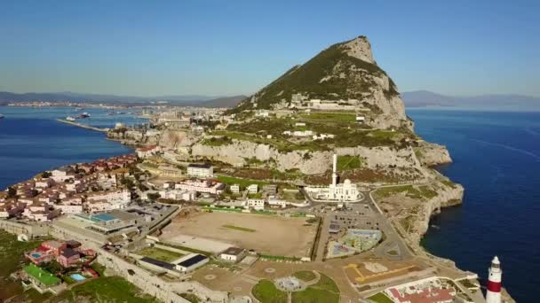 Luftaufnahme Des Berühmten Gibraltar Vereinigtes Königreich Großbritannien Iberische Halbinsel Europa — Stockvideo