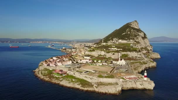 Veduta Aerea Della Famosa Gibilterra Regno Unito Gran Bretagna Penisola — Video Stock