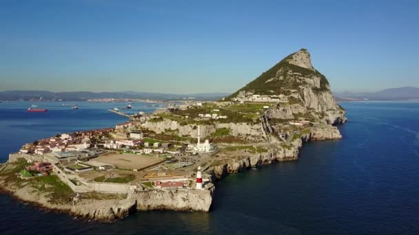 Luftaufnahme Des Berühmten Gibraltar Vereinigtes Königreich Großbritannien Iberische Halbinsel Europa — Stockvideo