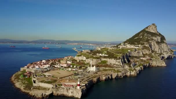 有名なジブラルタル イギリス イギリス イベリア半島 ヨーロッパの空撮 — ストック動画