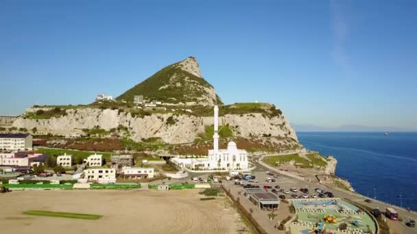 Flygfoto Berömda Gibraltar Förenade Konungariket Storbritannien Iberiska Halvön Europa — Stockvideo