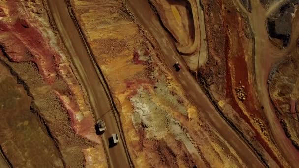 Luchtfoto Van Grote Moderne Open Pit Mine Minas Riotinto Andalusie — Stockvideo