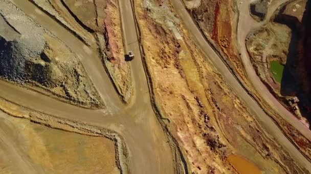 西班牙安大路西亚 Riotinto 的巨型现代露天矿鸟瞰图 — 图库视频影像