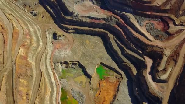 Vue Aérienne Une Immense Mine Moderne Ciel Ouvert Minas Riotinto — Video