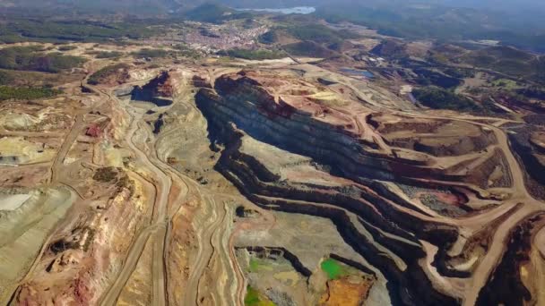 Αεροφωτογραφία Του Τεράστιο Μοντέρνο Ανοικτό Ορυχείο Στο Minas Riotinto Ανδαλουσία — Αρχείο Βίντεο