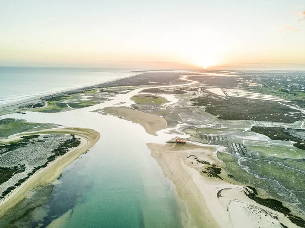 Veduta aerea di Ria Formosa a Fuseta, Algarve, Portogallo — Foto Stock