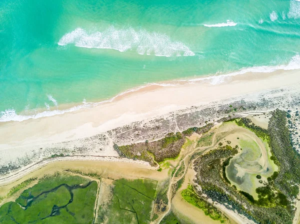 Vista aérea de la única Ría Formosa en Fuseta, Algarve, Portugal — Foto de Stock