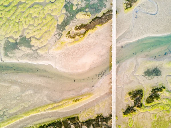 キンタ ド ラゴ、アルマンシルの Ria Formosa 架かる歩行者橋, — ストック写真