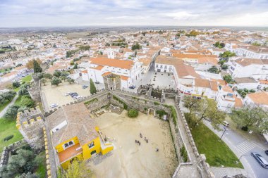 Cityscape castel ve Katedrali, Beja, Alentejo, Portekiz