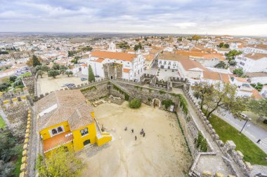 Cityscape castel ve Katedrali, Beja, Alentejo, Portekiz