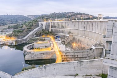 Power plant on Alqueva water dam, Alentejo, Portugal clipart