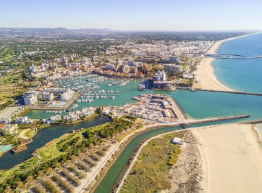 Aerial view of luxurious and touristic Vilamoura, Algarve, Portu clipart