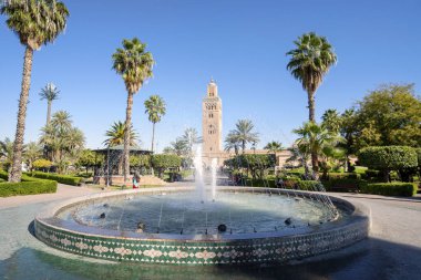 Famous mosque from 12th century in old town of Marrakech, Morocc