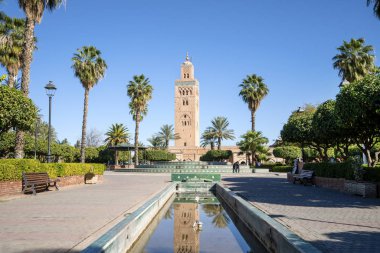 Famous mosque from 12th century in old town of Marrakech, Morocc