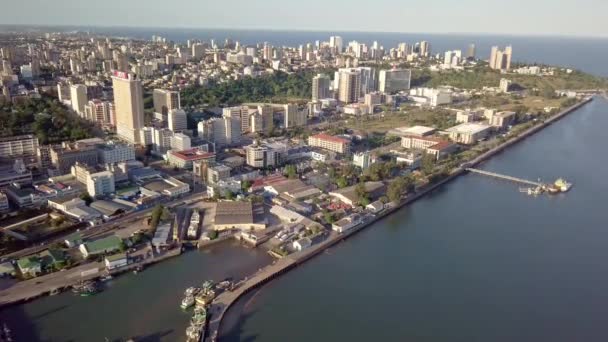 Город Мапуту Сверху Столица Мозамбика Африка — стоковое видео