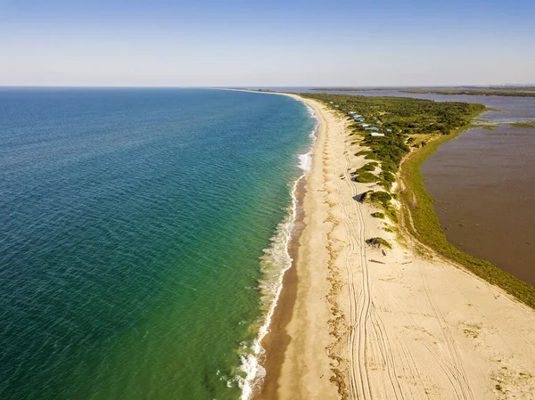 Widok Lotu Ptaka Piękną Plażę Macaneta Północne Maputo Mozambik Afryka — Zdjęcie stockowe