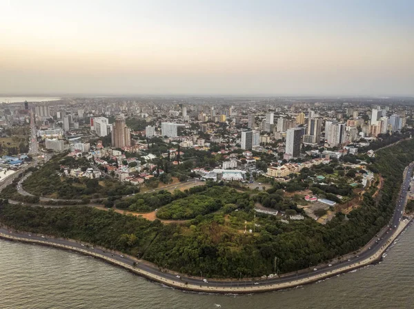 Flygfoto Över Den Vackra Kusten Maputo Costa Sol Huvudstad Moçambique — Stockfoto