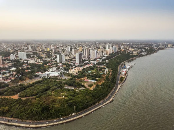 Vista Aérea Hermosa Costa Maputo Costa Sol Capital Mozambique — Foto de Stock