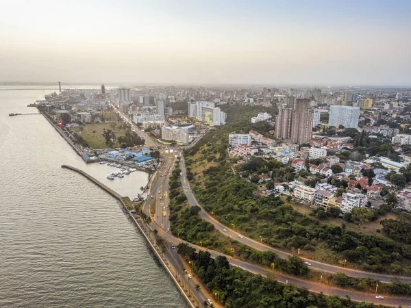 Flygfoto Över Den Vackra Kusten Maputo Costa Sol Huvudstad Moçambique — Stockfoto