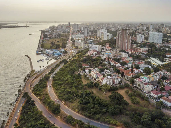 Veduta Aerea Della Bellissima Costa Maputo Costa Sol Capitale Del — Foto Stock