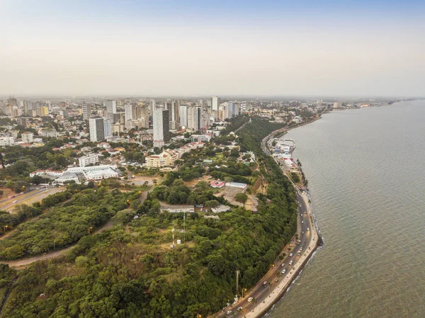 Luchtfoto Van Prachtige Kust Van Maputo Costa Sol Hoofdstad Van — Stockfoto
