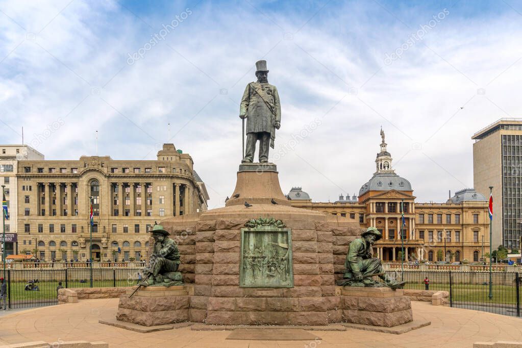 Statue on Church Square in Pretoria Central, capital city of South Africa