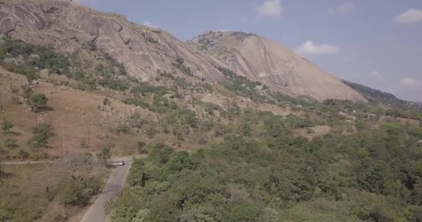 Aerial view of  the second-largest monolith in the world called Sibebe Rock, Eswatini — Stock Video