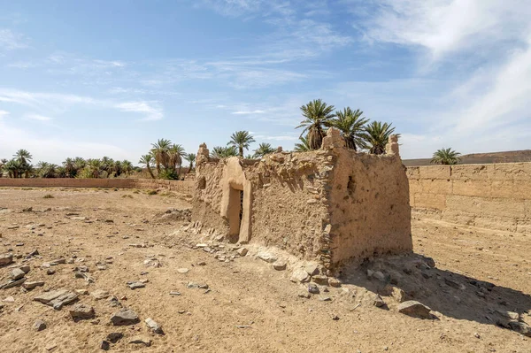 Casa Abandonada Feita Argila Pedras Oásis Deserto Saara Marrocos África — Fotografia de Stock