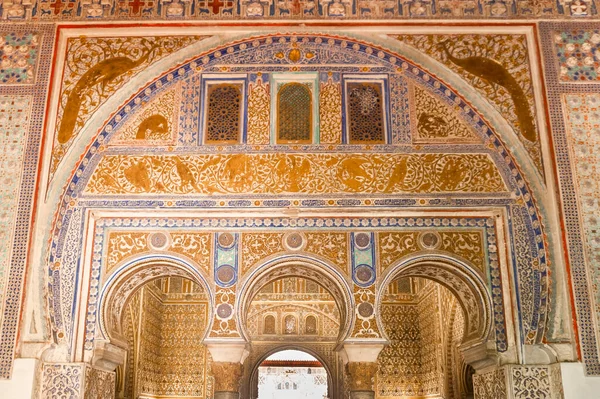 Arquitectura Morisca Hermoso Castillo Llamado Real Alcázar Sevilla Andalucía España — Foto de Stock