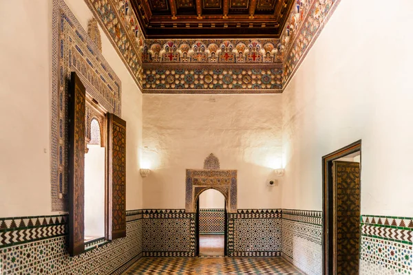 Arquitectura Morisca Hermoso Castillo Llamado Real Alcázar Sevilla Andalucía España — Foto de Stock