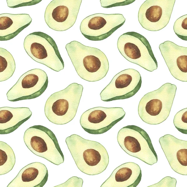 Big watercolor avocado seamless pattern. Isolated hand draw illustration. — Φωτογραφία Αρχείου