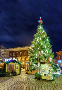 Noel ağacı ve Pazar Riga dome Meydanı