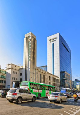 Araba trafik Seul Jung bölgesinin ile meşgul yollar