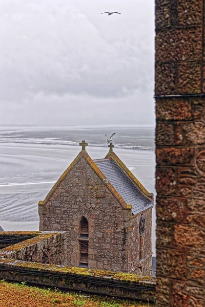 Abadía Mont Saint Michel en Normandía de Manche en Francia —  Fotos de Stock