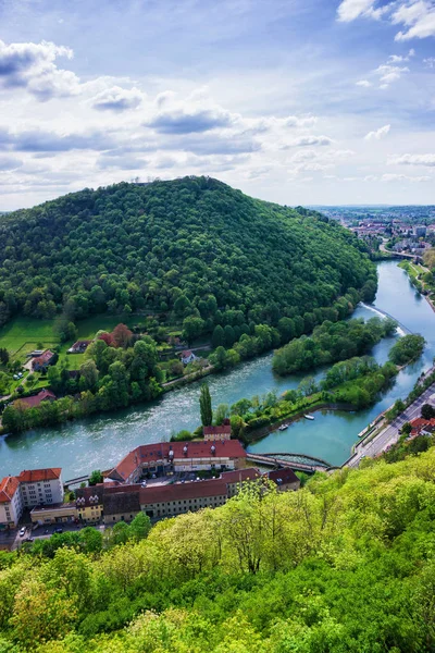 Widok z lotu ptaka na region Besancon Bourgogne Franche Comte Francja — Zdjęcie stockowe