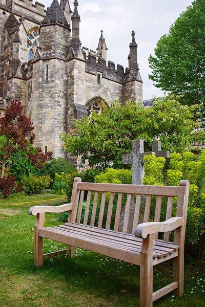 Bench at Bristol Cathedral in Bristol in South West UK