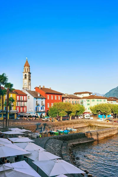 Church and Embankment of Ascona in Ticino of Switzerland — Stock Photo, Image